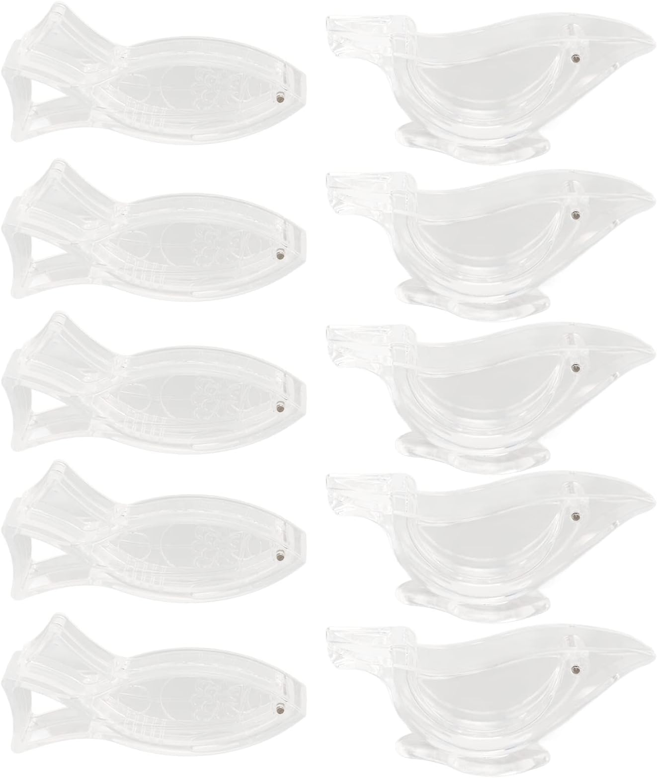MUNEFE 10Pcs Manual Lemon Juicer, Lemon Slice Squeezer, Acrylic Fish Shaped Squeezer for Home Kitchen Cooking