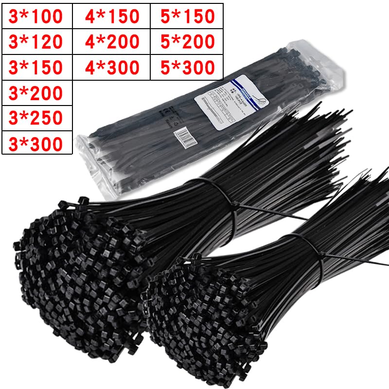 Juego de 500/1000 Bridas de Nailon autoblocantes de plástico con Cremallera Negra(3.5x200 (500pcs))