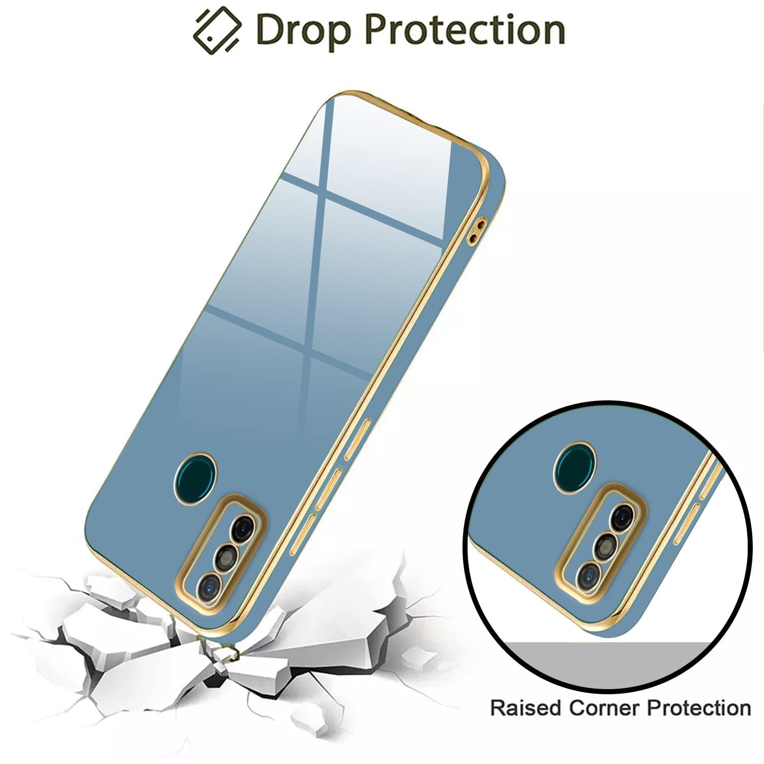 NPRC 6D Chrome Back Cover with Gold Plated Frame, Silicon, Glossy