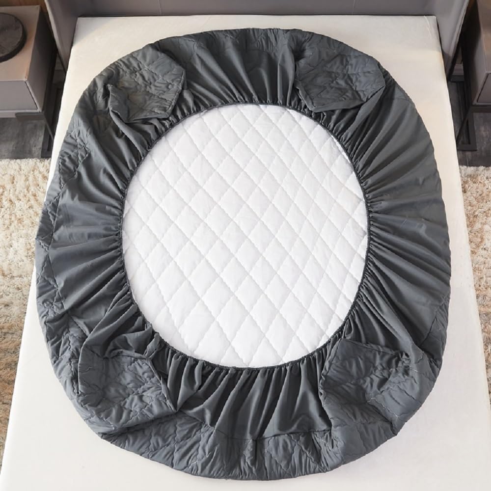 Sábana bajera ajustable impermeable de microfibra supersuave, 120 x 200 cm, protector de colchón grueso con relleno de algodón, para colchones de hasta 30 cm de alto, color gris oscuro