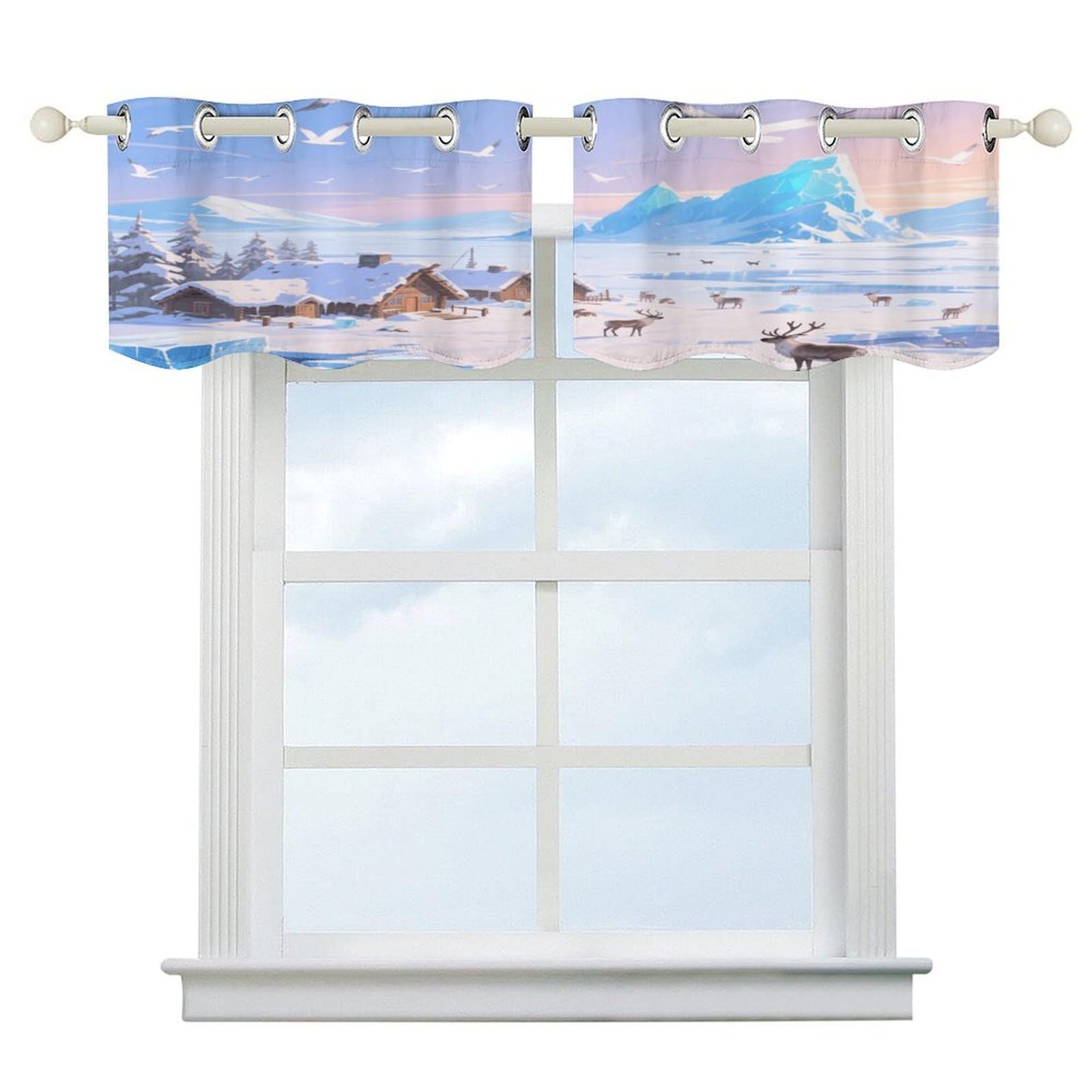Fekiloot Style Ice Field Villages Short Curtains Valance Curtain