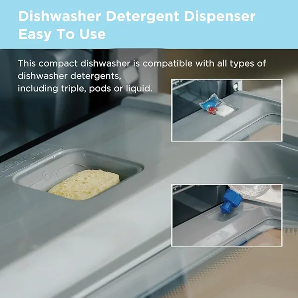 Midea MDC17P2DWW Countertop Dishwasher Portable with 6L(1.59G) Built-in Water Tank, 5+2 Programs, Auto Door Open, Dual Drying System, Energy-Saving and Odor Removal, for Apartments, Dorms& RVs, White