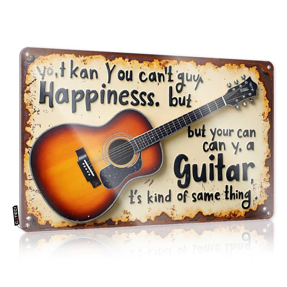 Fzfn Men's Colour Vintage Poster Front Entrance Decor Ready To Hang - Playing Guitar Brings Happiness: A Musical Journey Of Joy Waterproof For Gym(30X40cm)