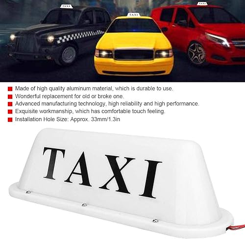Miniatura 2 de Aramox Luz de taxi, 12 V LED magnético señal de taxi techo coche lámpara de luz súper brillante con encendedor de cigarros (caja blanca)