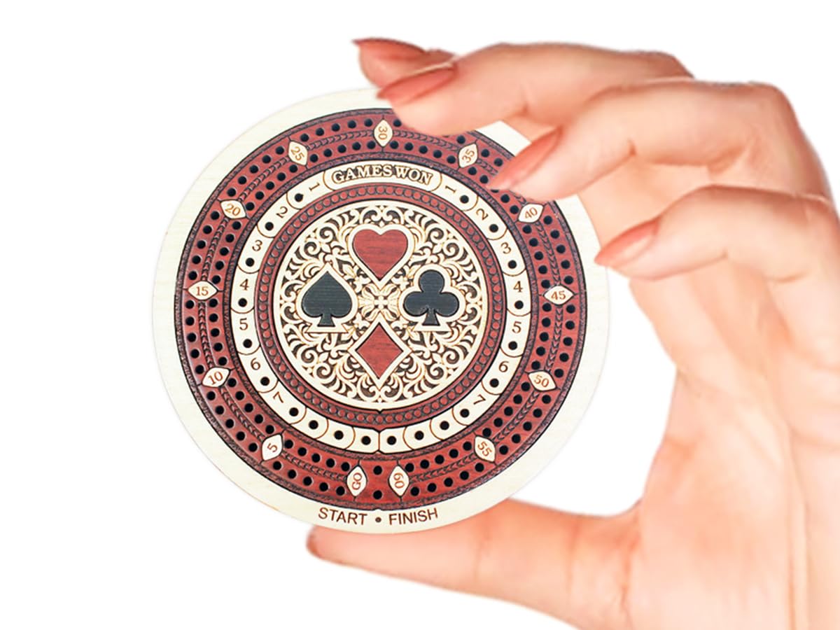 House Of Cribbage Reise-Cribbage-Brett 'Baum Des Lebens' - 2 Bahnen, 60 Punkte, Ahorn/Blutholz (10,2 Cm) Mit 6 Metall-Pegs
