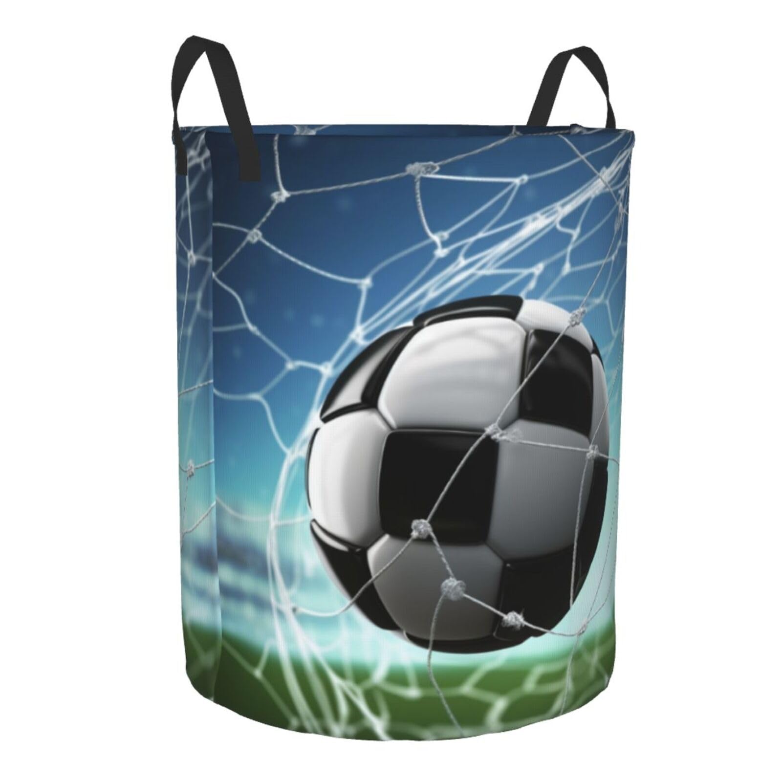 Zusammenklappbarer Wäschekorb Mit Fußballmuster – Faltbar, Aus Polyester, 38x45 Cm, Für Home & Office