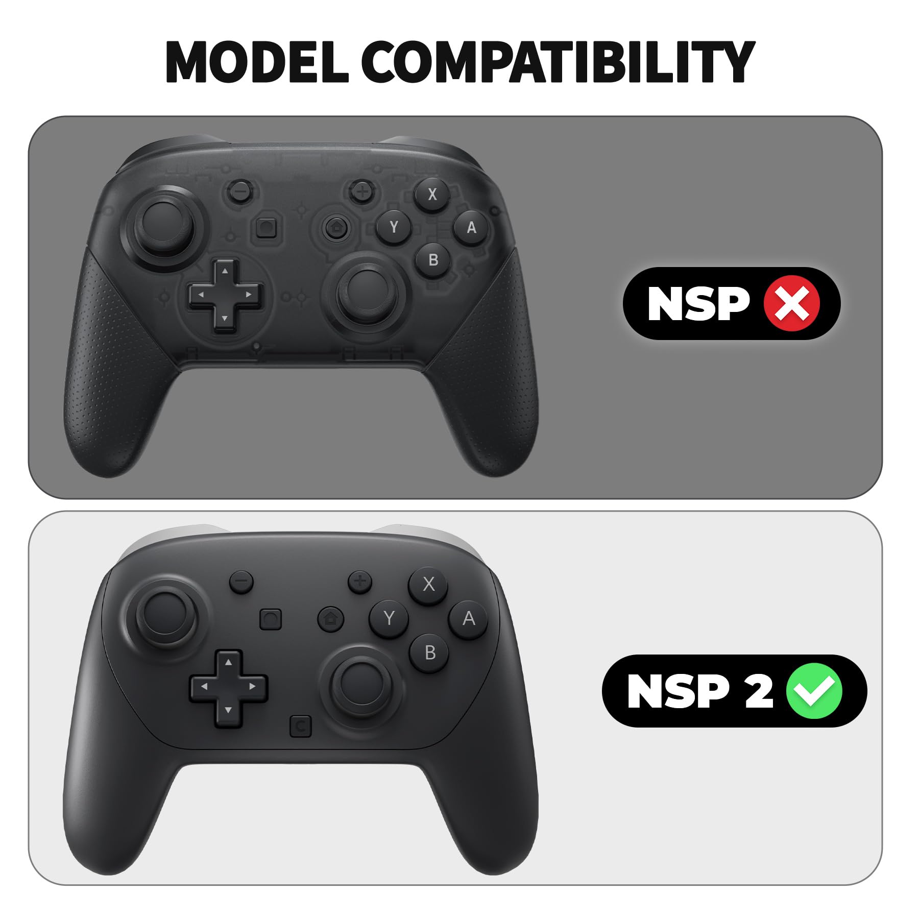 playvital Coque pour Switch 2 Pro Manette avec Cover Boutons Arrière & Capuchon Joystick & Autocollants,Housse Protection Silicone Étui pour Switch 2 Pro Controller Grip Anti-Chocs(Noir)