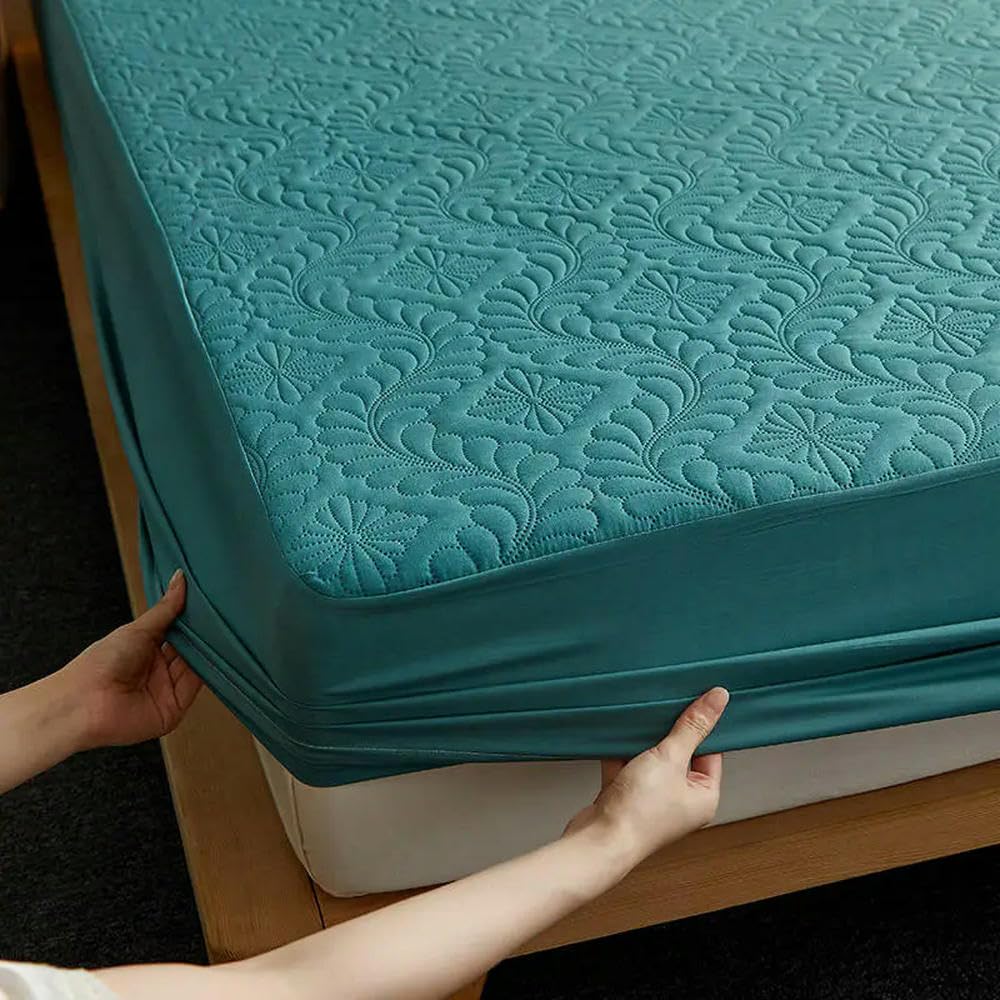 Sábana Acolchada Impermeable ZBDZSW con elástico, Protector de colchón de Color sólido, tamaño Queen y King, sábana para Cama Doble, tamaño Queen/King