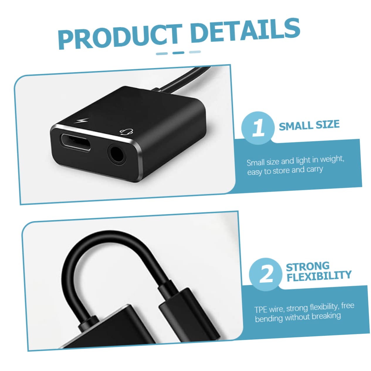Mikikit 4pezzi Adattatore Usb c Con Caricatore Convertitore Headphone Splitter Compatibile Per Smartphone e Design Compatto e Leggero Trasmissione Audio Chiara e Efficiente