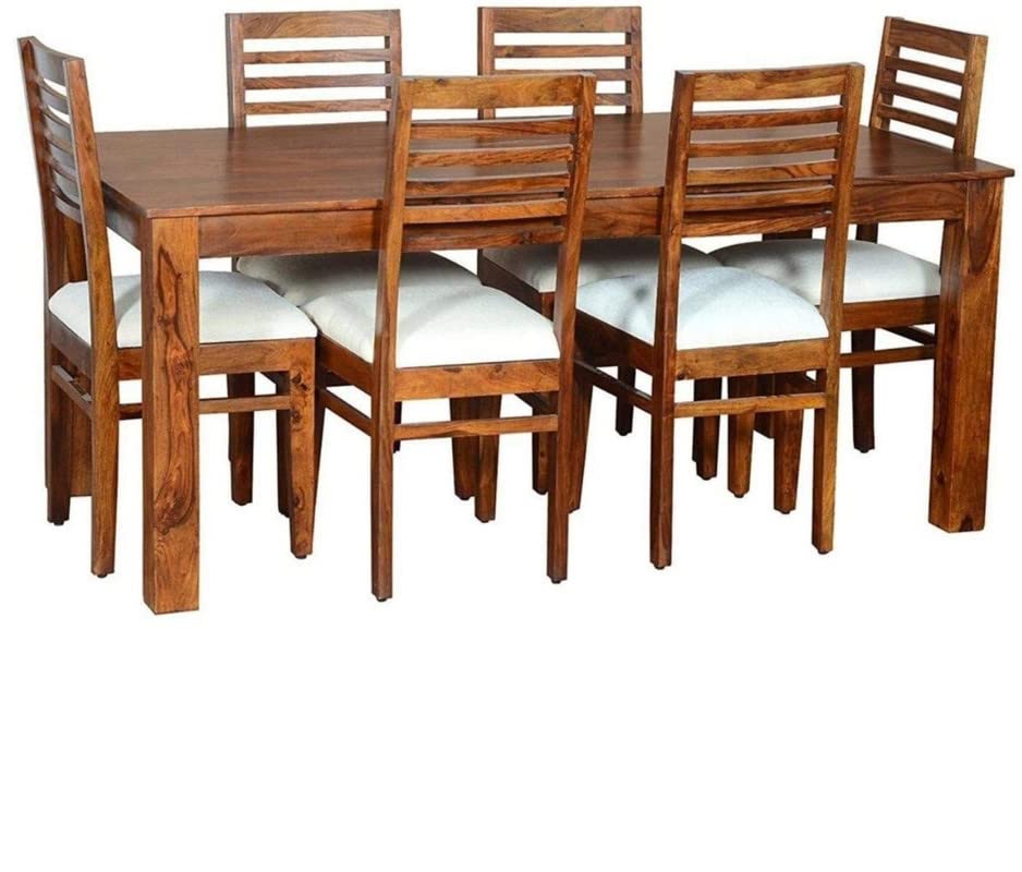 GM CRAFT Solid Sheesham Wood Six Seater Dining Set for Dining Room Restaurant Hotels Cafe, Wooden Dining Set, Sheesham Wood Dining Set,06
