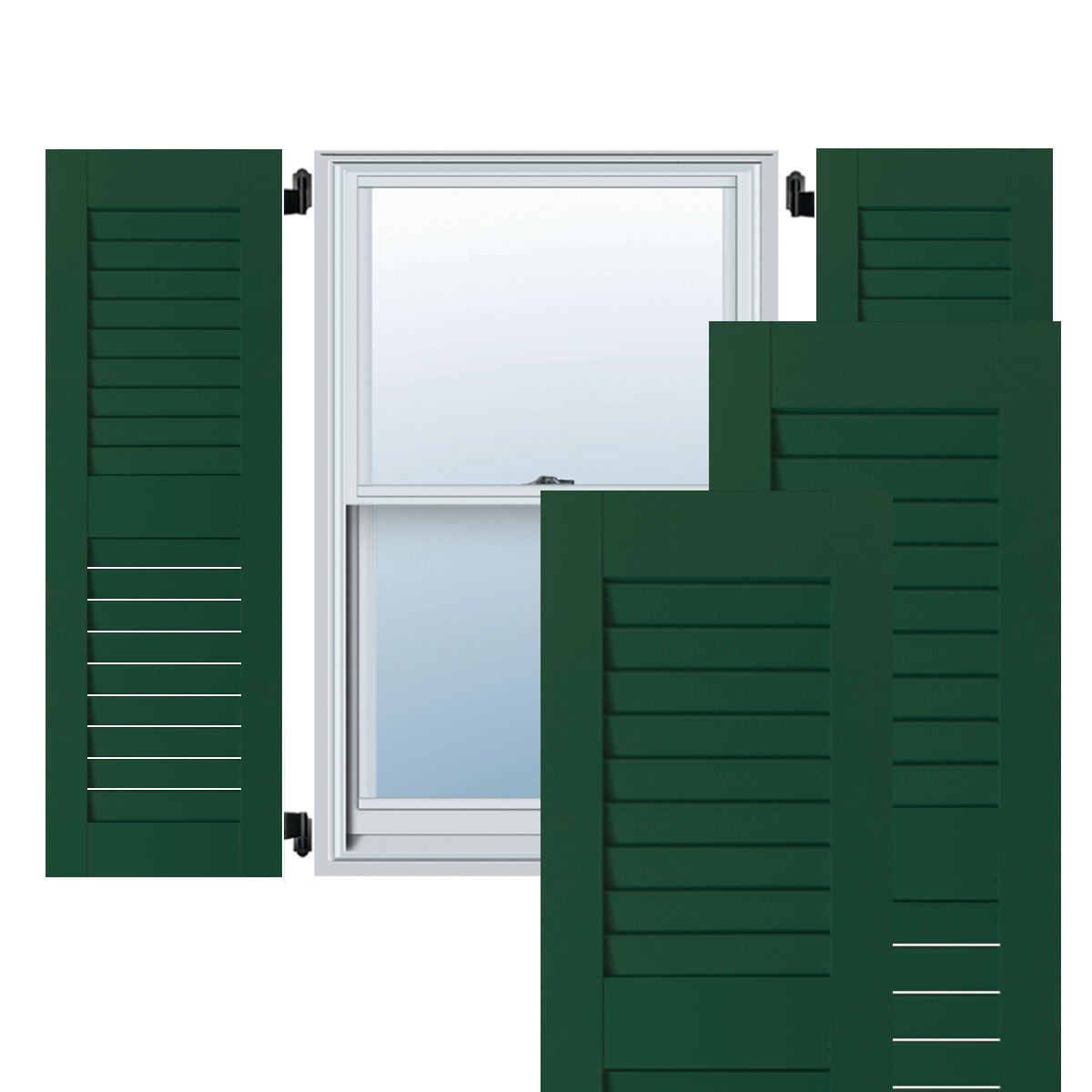 Ekena Millwork RWL12X047CGP Exterior Real Wood Pine Open Louvered Shutters (Per Pair), 12" x 47", Chrome Green
