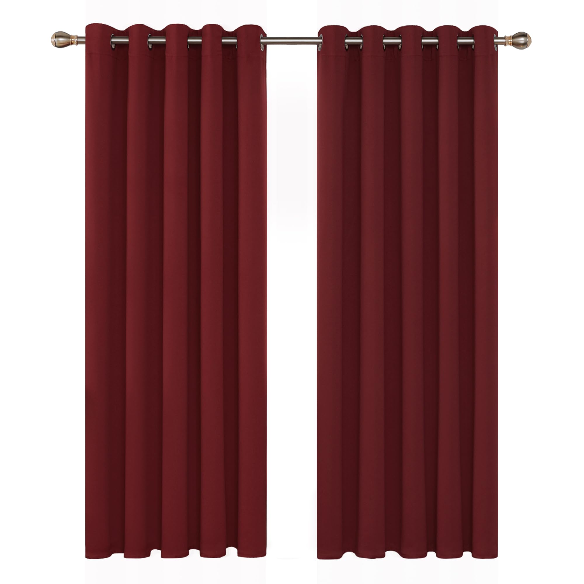 Deconovo Tende Oscuranti per Interni 2 Pezzi 183 CM Altezza, Termiche Isolanti, Anti-Rumore, con Anelli, Ideali per Camera da Letto e Soggiorno, 168x183 CM, Rosso Scuro