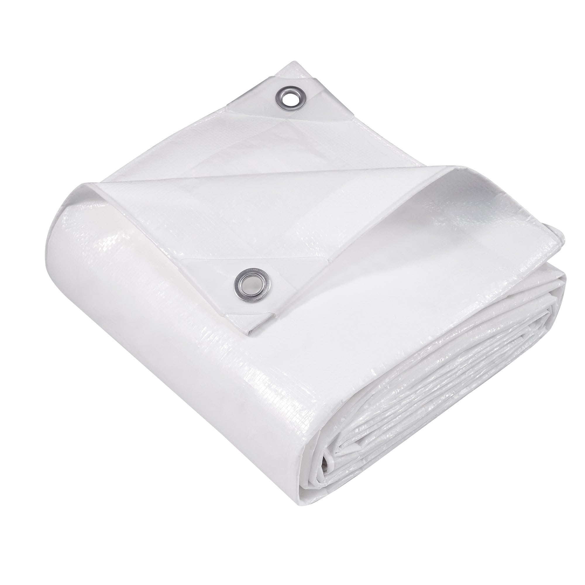 Telone Impermeabile per Esterno 4x6m, HDPE 115g/㎡ Rinforzato con Occhielli, Anti-UV, Copertura per Piscina, Auto, Mobili da Giardino, Bianco