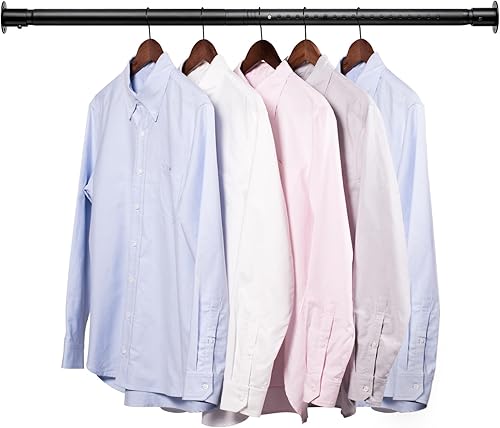 Barra de armario ajustable de 17 a 27 pulgadas para colgar ropa, barra de metal negro para colgar ropa