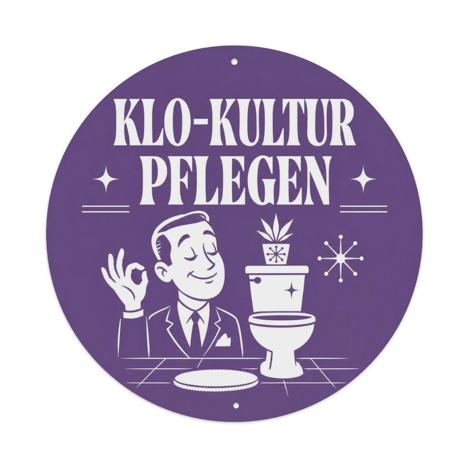 German Toilet Culture Bathroom Humor Purple Gentleman Metal Tin Sign