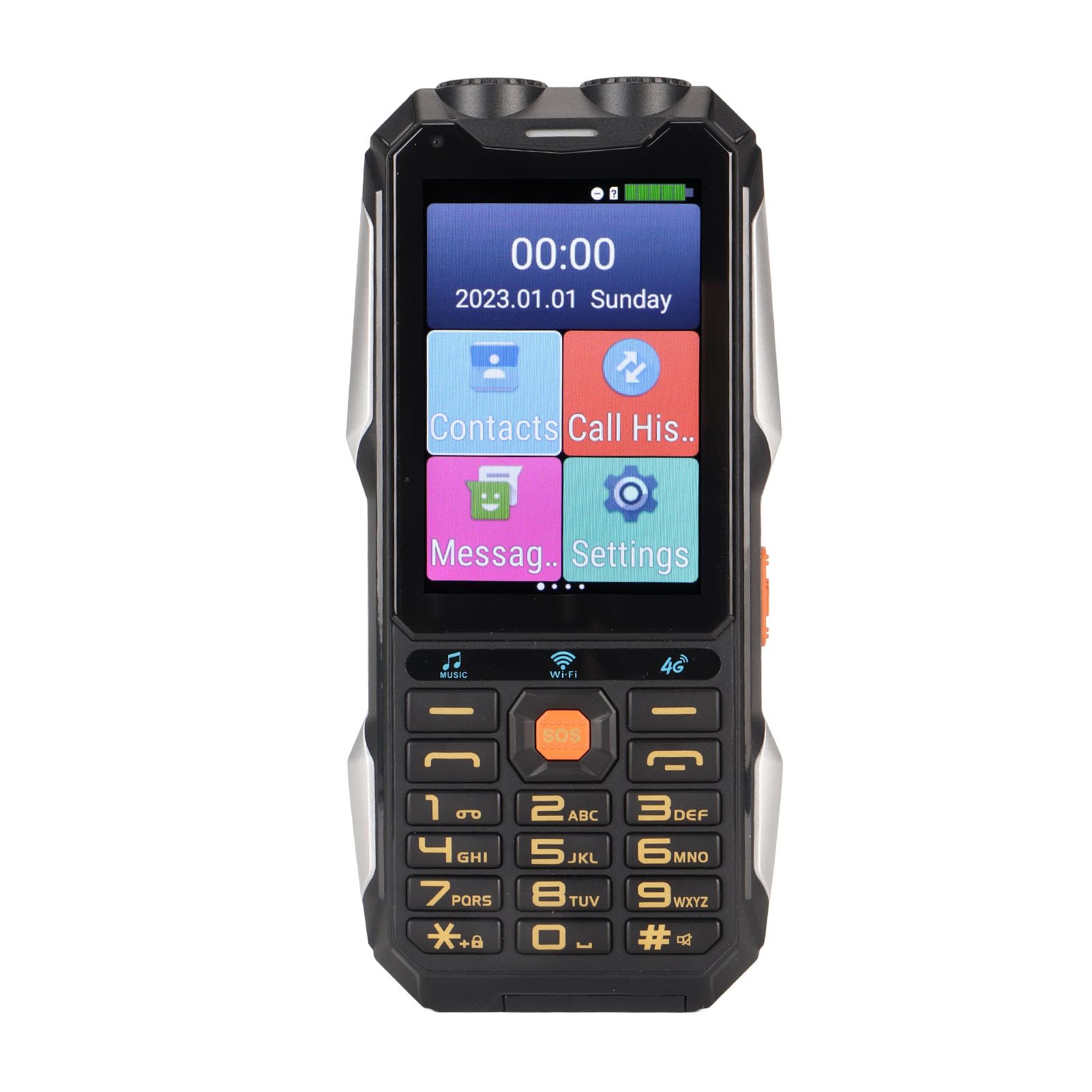 Wytrzymały Telefon Komórkowy 4G dla Seniorów, 4-calowy Ekran Dotykowy z Wi-Fi, Duży Przycisk, Bateria 18000 MAh, Latarka LED, Głośny Dźwięk, Telefon z Szybkim Wybieraniem,7.0