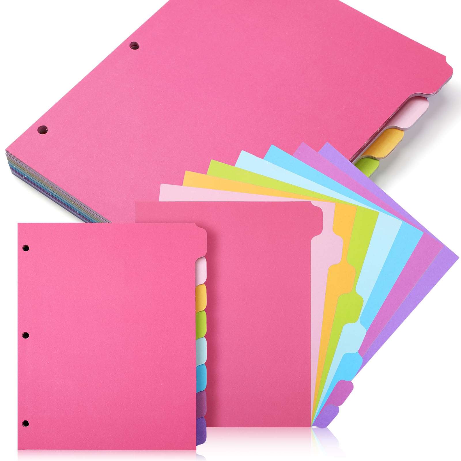 Harloon 30 set di 3 divisori per raccoglitori ad anelli con 8 linguette, 1/8, 240 raccoglitori vuoti, divisori a 3 fori, carta pesante da 230 g/m², per scuola, ufficio, casa, classe (colori assortiti)