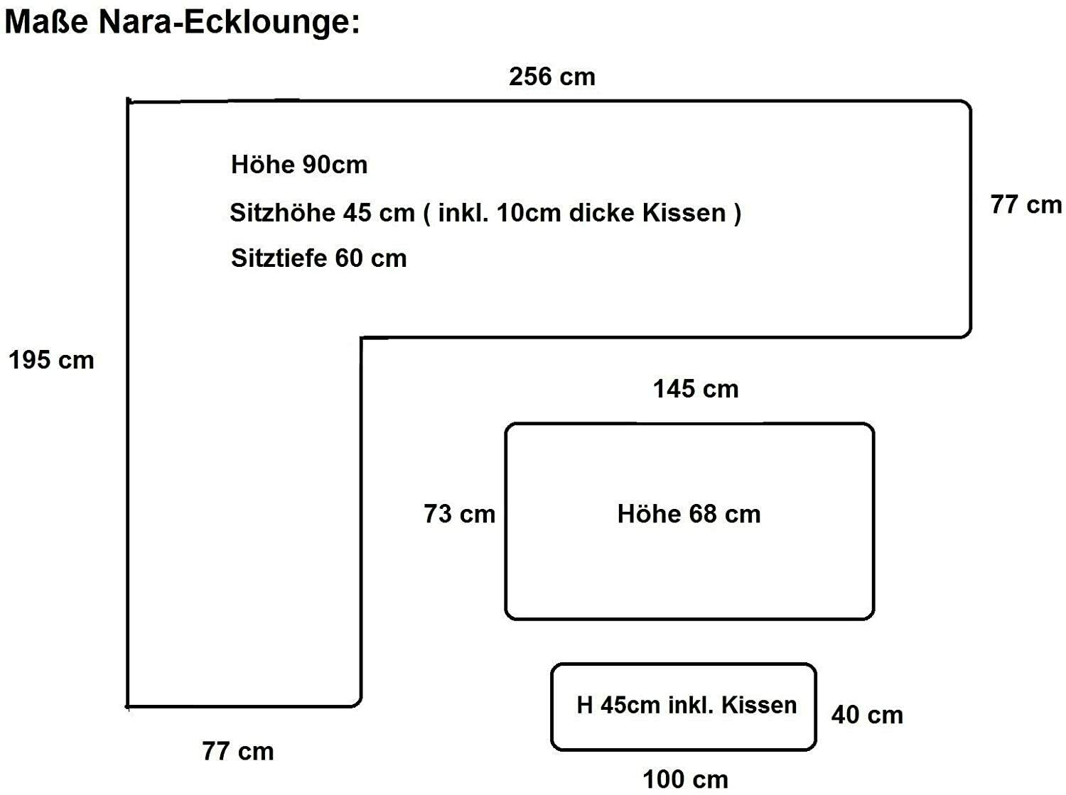 Gardissimo Nara Oak Links Dining Eck Lounge Set, Anthrazit | Mit Ecksofa, Esstisch, Bank & Kissen, Wetterfest bis 9 Personen, Bezüge Waschbar, Aluminium Sitzgruppe