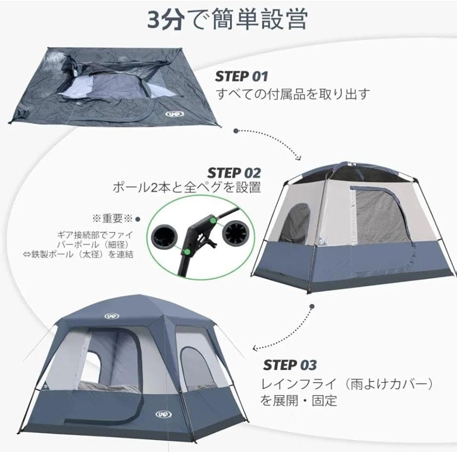 1点最終価格❤️UNP キャビンテント 4人用 大空間 キャンプ簡単設営 防水加 特価UNP キャビンテント 4人用 大空間 キャンプテント簡単設営 防水加工 1