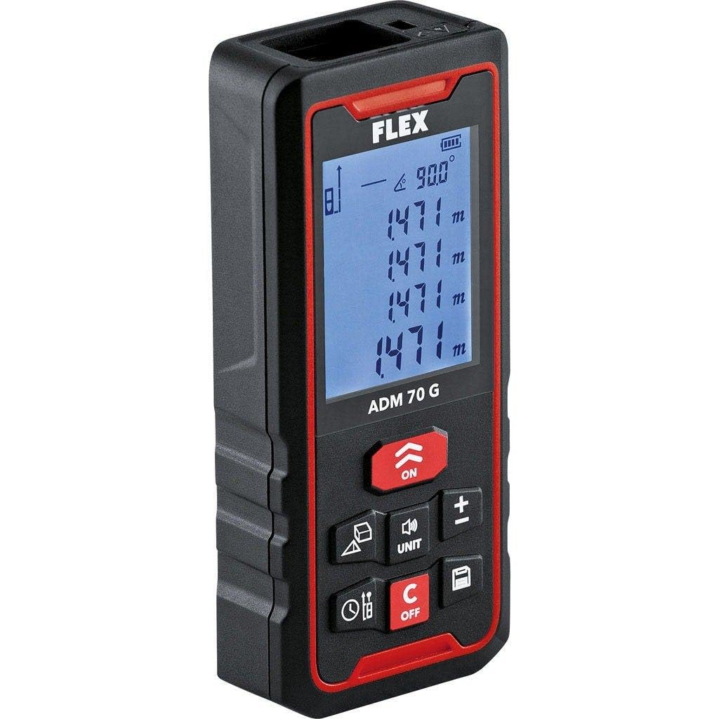 Flex Telémetro láser ADM 70 G (rango de trabajo 0,05-70 m, precisión ± 3 mm, medidor láser con batería, láser verde) 518956