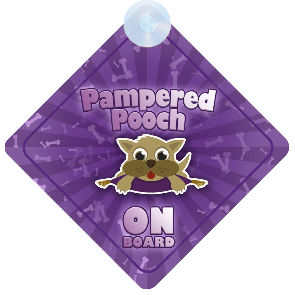 Pampered Pooch on Board Car Sign for Dog Lover/Owner Non Personalised Character Theme
