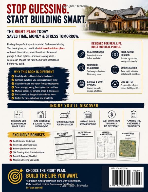 Mini Barndominium Plans: Practical Small-Home Layouts with Real Dimensions, Furniture Placement, Garage & Shop Options, and Cost-Saving Designs to Help You Choose the Right Home Before You Build image 3