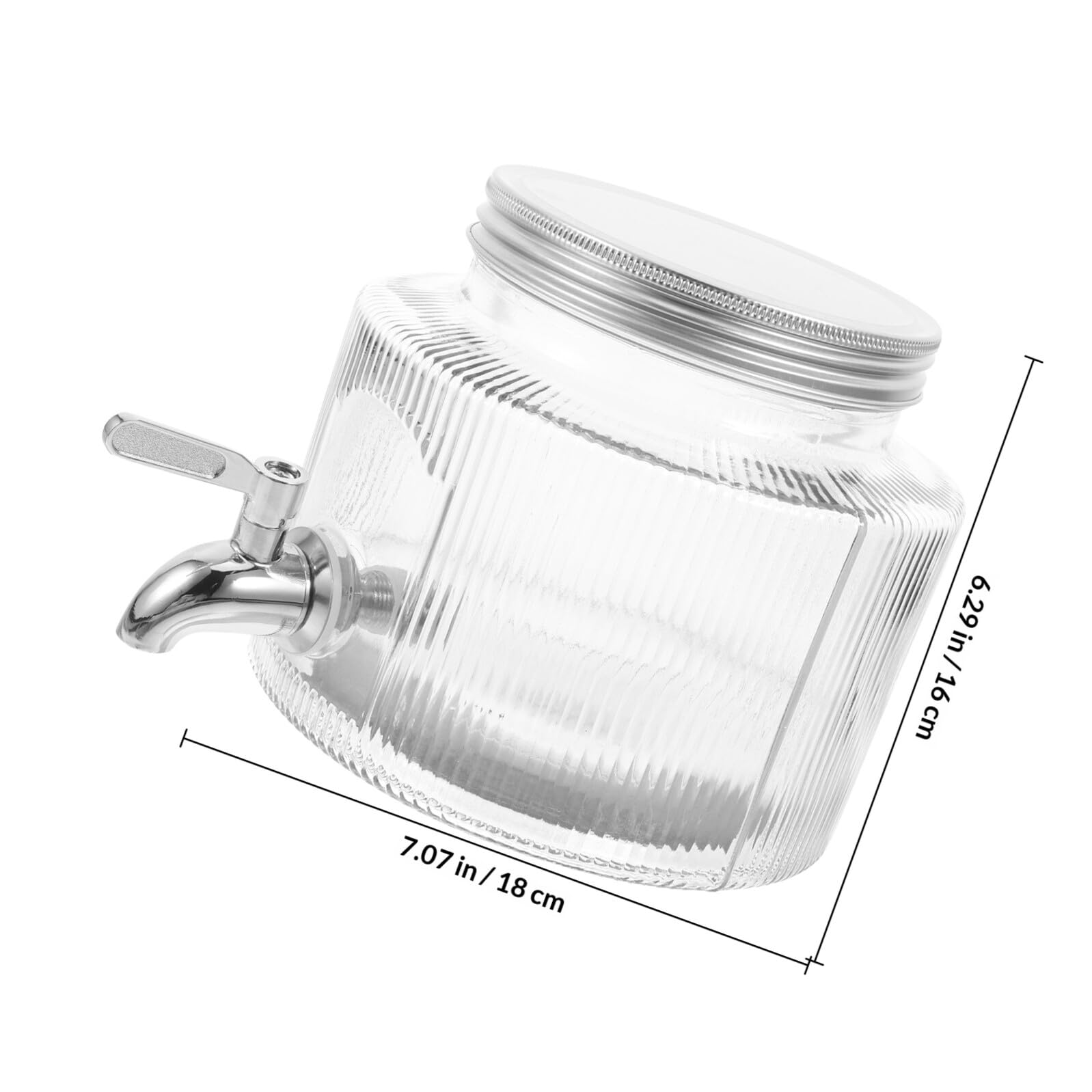 Dispensador de Bebidas de Vidrio Grifo Inoxidable 2,8l, Jarra para Jugos y Agua Fría para Nevera, Recipiente Grande para Fiestas y Uso Doméstico