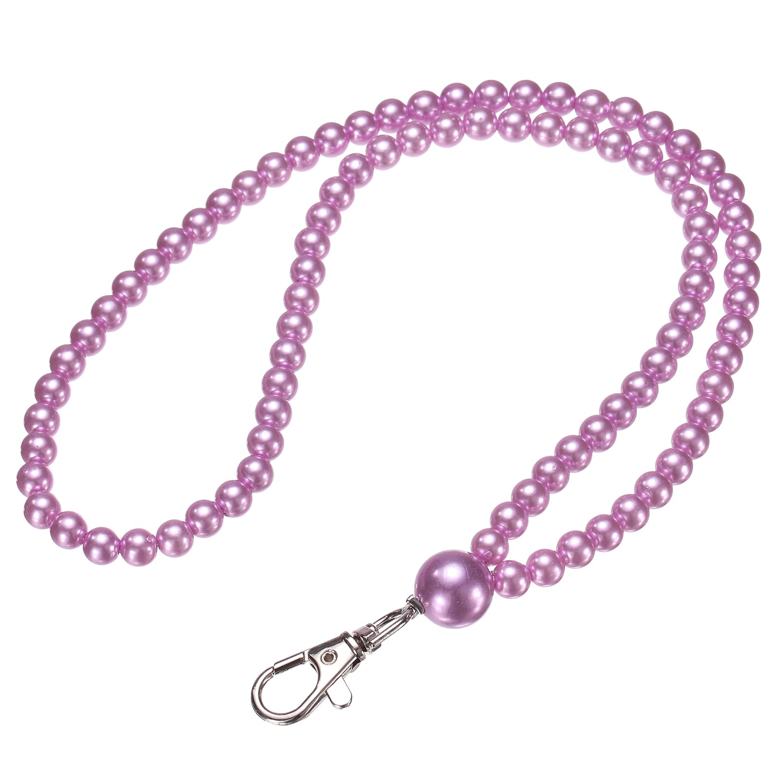 PATIKIL Faux Pearl Beaded Lanyard, 1 Pcs ID Badge Lanyard Cell Phone Chain Name Tag Keys Holder Stylish Keychain for Phone Case Women Keys Card Phone, Purple