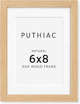 6x8 Oak Wood Picture Frame - Minimalist 6x8 Picture Frame, 6"x8" Frame Wood, Natural Solid Wooden Picture Frames for Wall Art Photo and Prints(1 Pack, Beige)