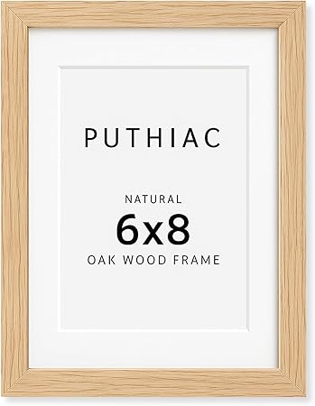 6x8 Oak Wood Picture Frame - Minimalist 6x8 Picture Frame, 6"x8" Frame Wood, Natural Solid Wooden Picture Frames for Wall Art Photo and Prints(1 Pack, Beige)