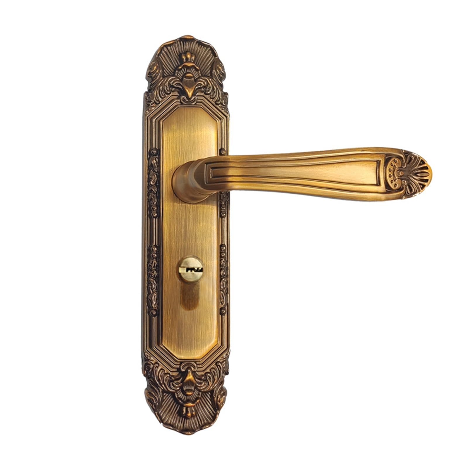 Serrure de porte silencieuse en bronze jaune pour chambre en bois massif