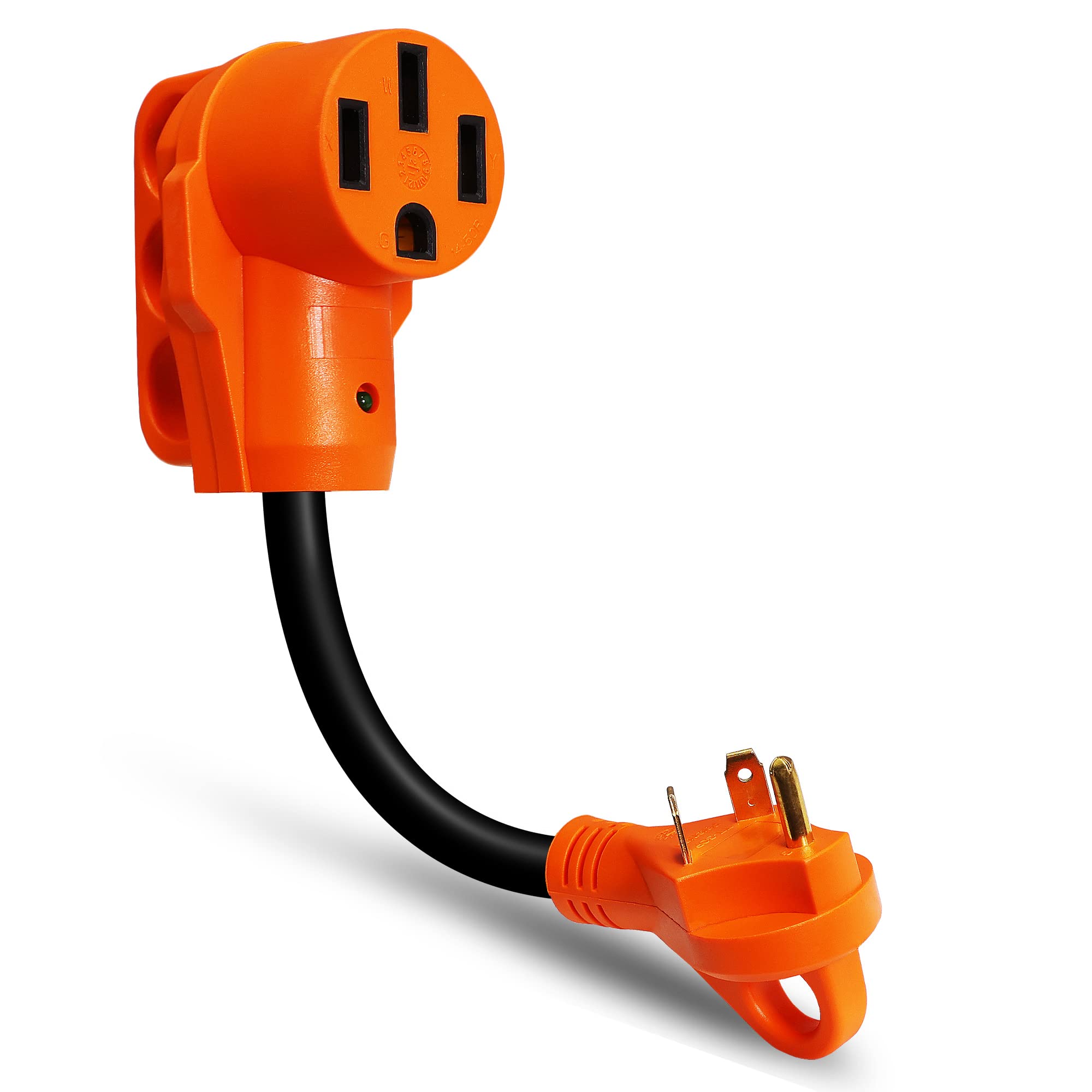 True Mods 50A 250V to 30A 125V RV EV Power Adapter Cord Plug Connector [NEMA 14-50R 4 Prong Female to TT-30P 3 Pin Male] [ETL Approved] [LED Light Indicator] for Trailer Camper Electric Vehicles