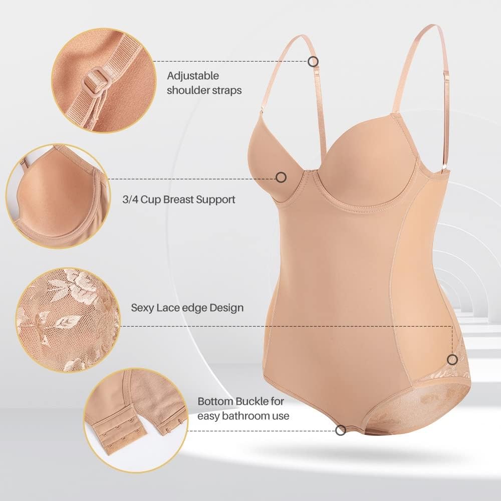 Koronkowe krawędzie Shapewear Body wyszczuplające talię Push up Butt Lifter Shaper Gorset wyszczuplający Majtki z szelkami