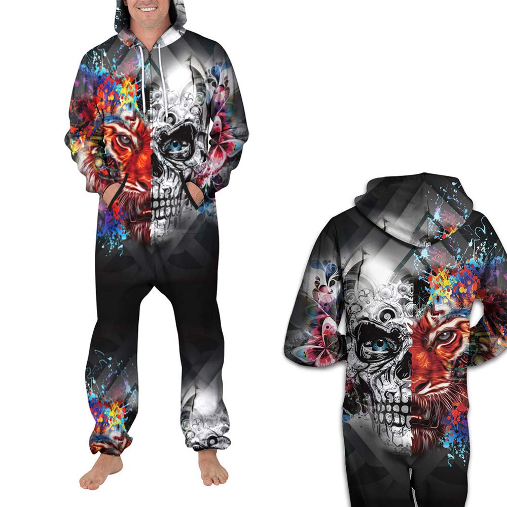 Morbuy Unisexe Jumpsuit Homme Sweat à Capuche, Family Costume 3D Imprimé Manche Longues Sweatshirt Adult Zip Onesie Une Pièce Vêtement de Nuit Pyjama