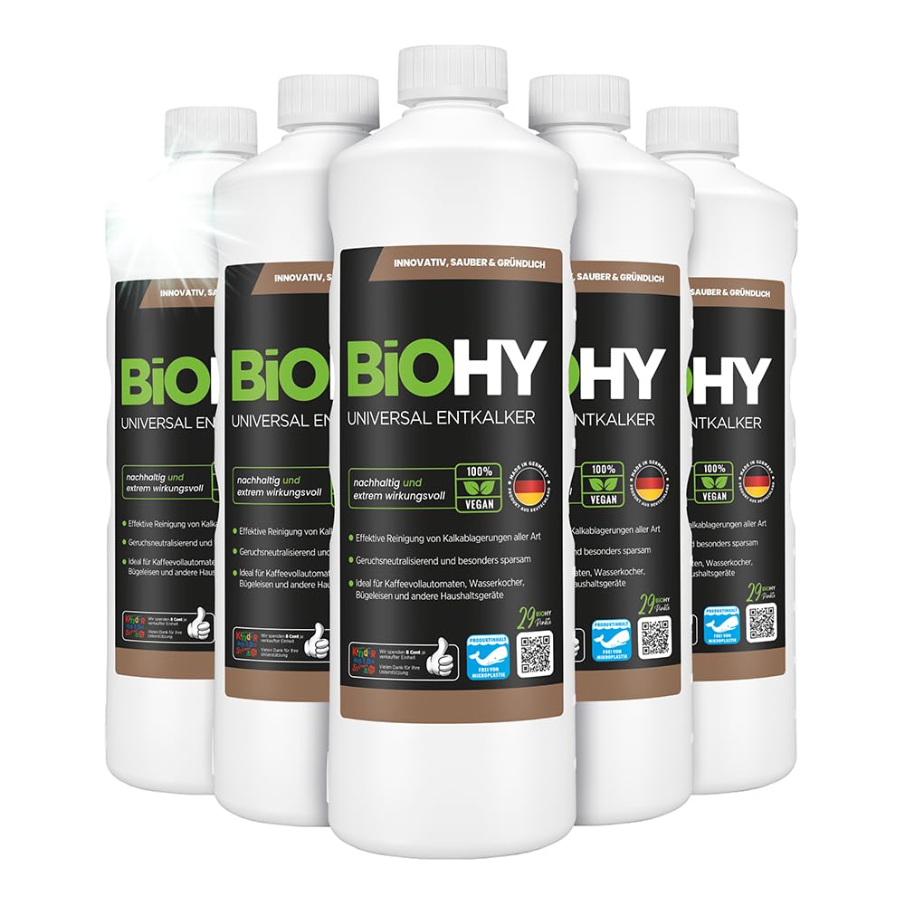 BiOHY Descalcificador universal (6 botellas de 1 litro) | Universeel concentraat voor alle huishoudelijke apparaten | Compatibel met alle koffiemachines en espressomachines (Entkalker)