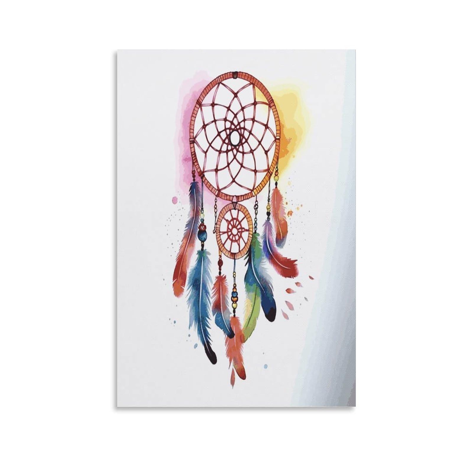 Watercolor Dream Catcher Canvas Wall Art Prints Hangable Decor Painting for Wall Prints Painting Artwork Modern Decorative Artwork Ready to Hang Wall Pictures for Home Decor 20x30inch(50x75cm)