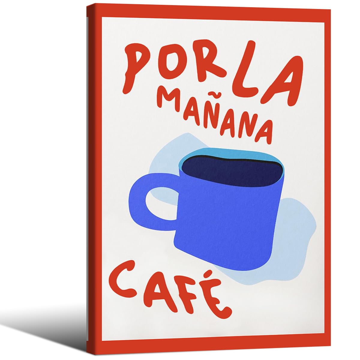 Framed Wall Art Posters Kitchen Por La Mañana Cafe Print Vintage Coffee Artwork Pictures for Home Dining Room Living Room Office Apartment Decor 24x36in