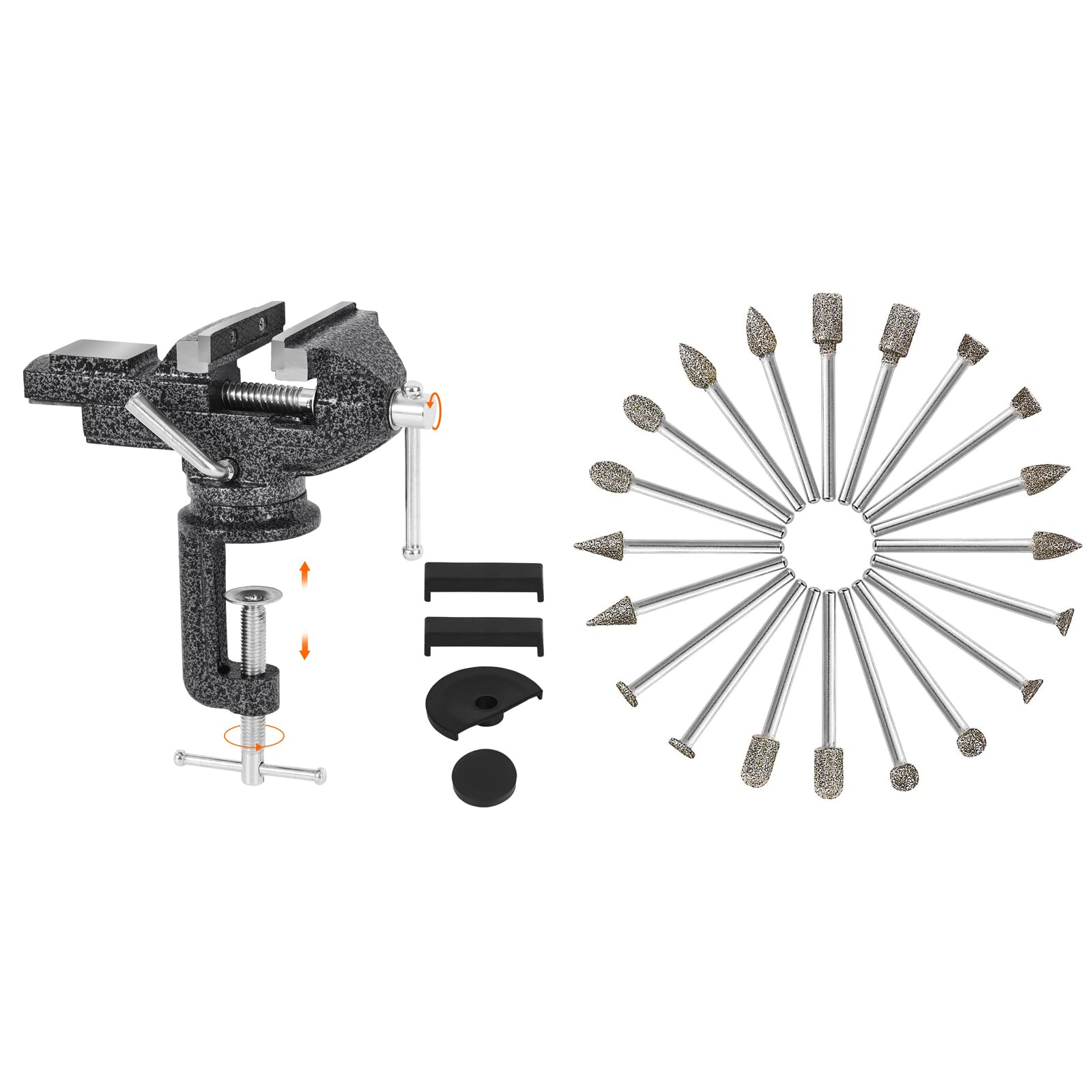 GOXAWEEUniversal Bench Vise and Diamond Burr Set