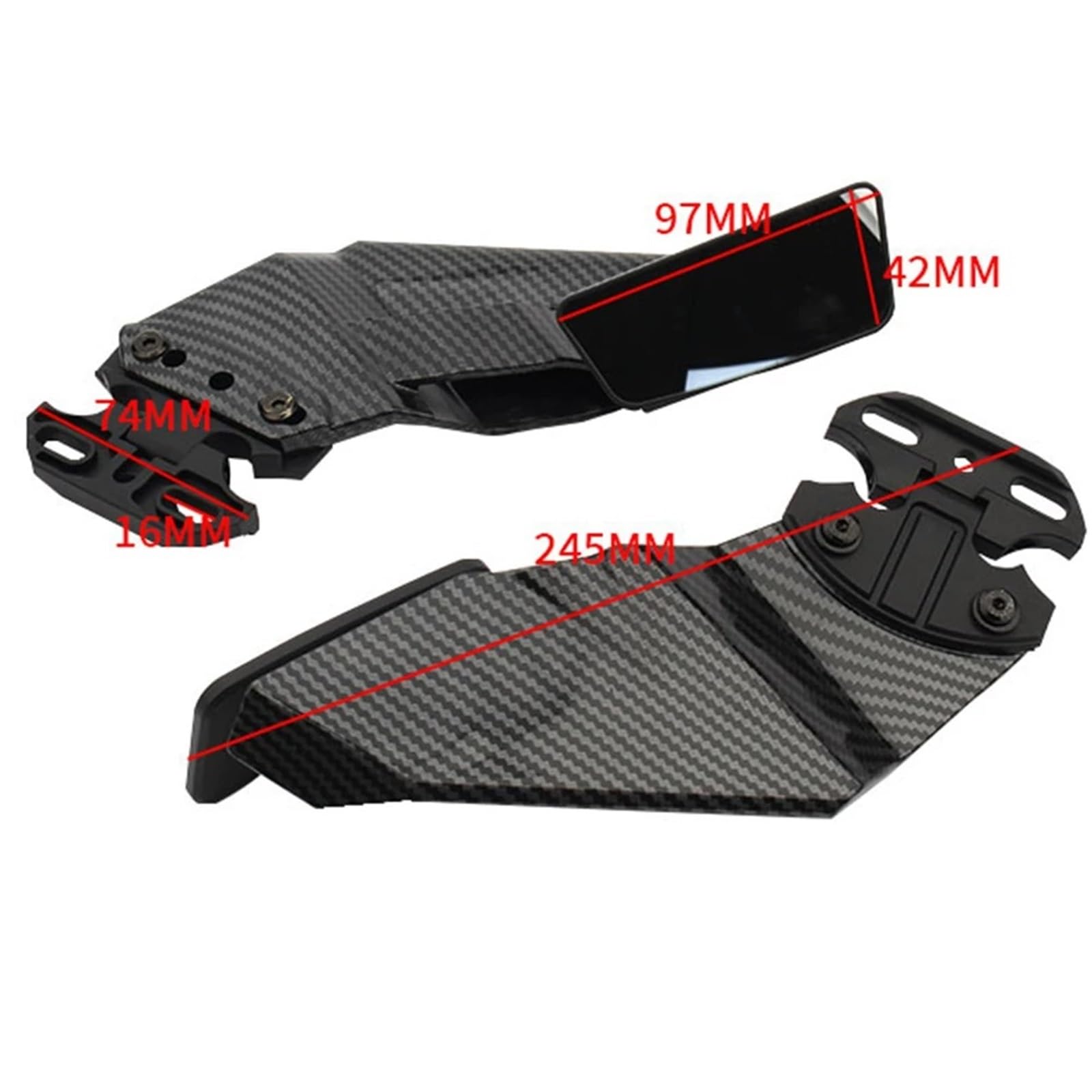 Carénage De Becquet Latéral Réglable en Fiber Carbone avec Rétroviseurs pour Yamaha YZF R1 R3 R6 R15 R25 R125 T-MAX530