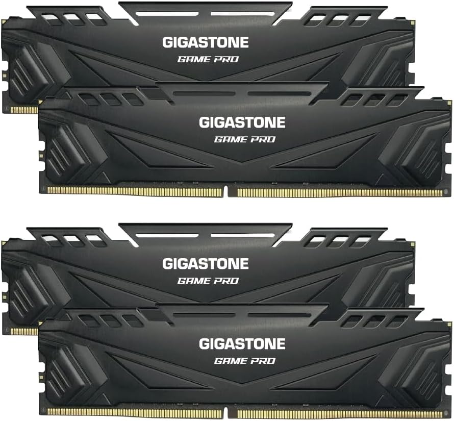 Product image of 【DDR4 RAM】 GIGASTONE Game PRO 64GB Kit (4x16GB) DDR4 3200MHz PC4-25600 CL 16-18-18-40 Intel XMP 2.0 AMD Ryzen 1.35V UDIMM 288 Pin Unbuffered Non ECC High Performance Gaming Desktop Memory - Black