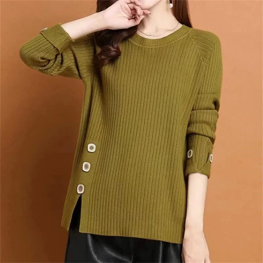 Donne Maniche Lunghe Moda Allentato Bottoming Camicia Casual Pulsante Maglione Cappotto