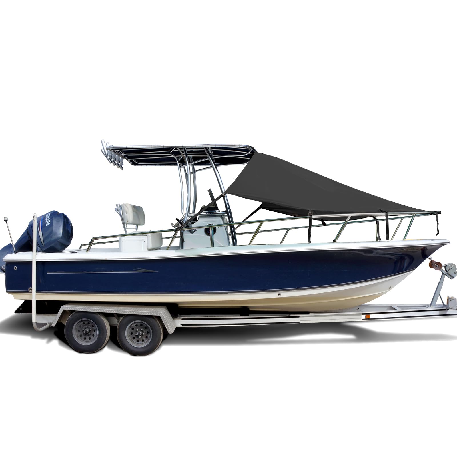SavvyCraft T-Top Bow Shade, UV Protection Extension 600D Marine Grade Polyester T-Top Boat Bow Area Sun Shade