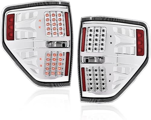 G-PLUS Luces traseras LED compatibles con Ford F150 2009-2014 24 puertas Pickup de doble fila, lámparas de freno LED de doble fila, carcasa cromada,