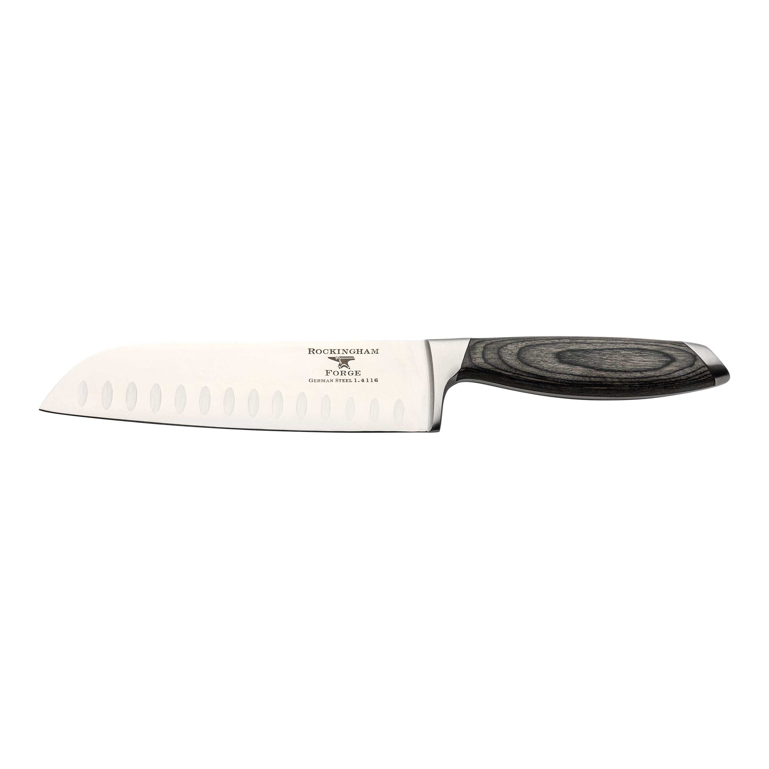 Rockingham Forge Coltello Santoku, Serie 259, 7 pollici, lama in acciaio inossidabile, impugnatura ergonomica, coltello multiuso, RF-2595