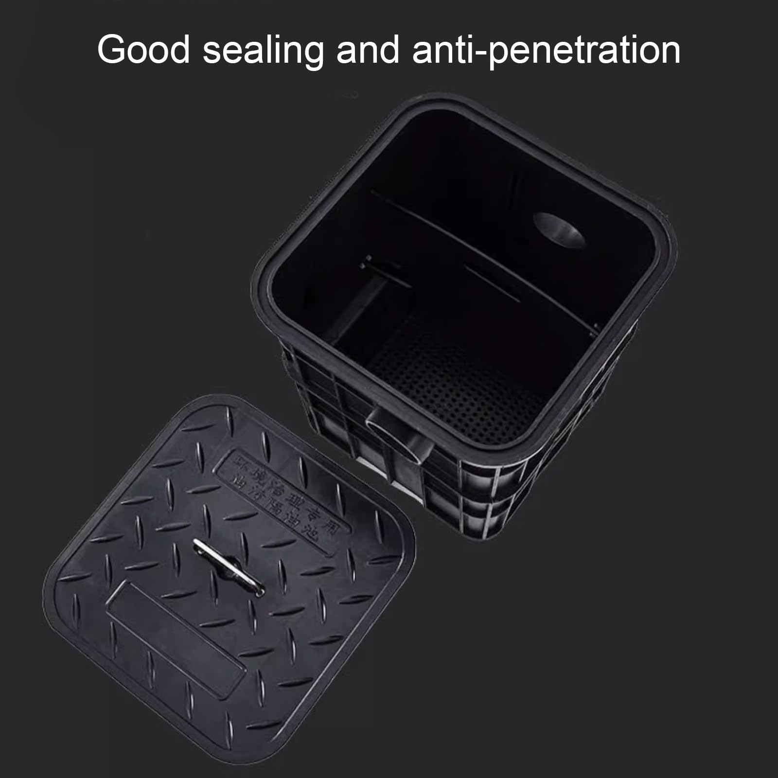 Separador de Trampa de Grasa Comercial Interceptor de Grasa Subterráneo de Plástico con Canasta de Filtro para Aguas Residuales de Cocina de Restaurante(33 * 33 * 38cm)
