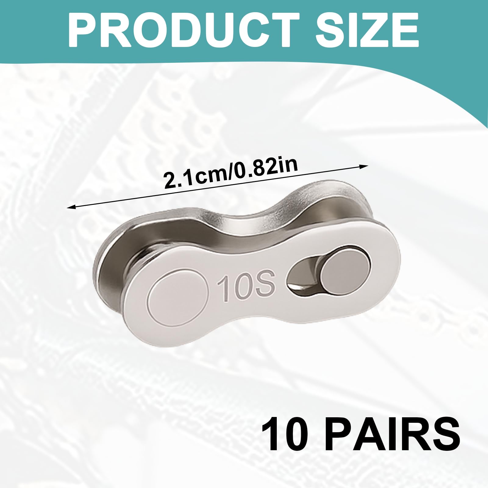 Menibeuty Lot de 10 Paires Maillon Rapide 10 Vitesses pour Chaîne de Vélo, Acier Robuste pour VTT et Vélo de Route, Argent