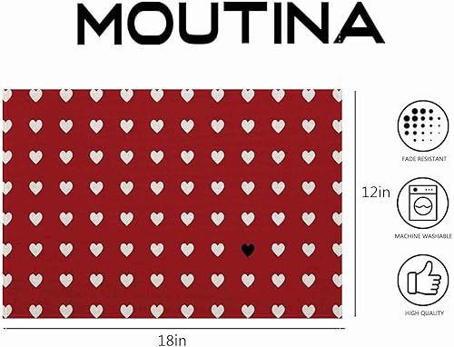 Miniatura 6 de Juego de 4 manteles individuales para el día de San Valentín, 12 x 18 pulgadas, con corazón negro, resistentes al calor, para aniversario, boda,