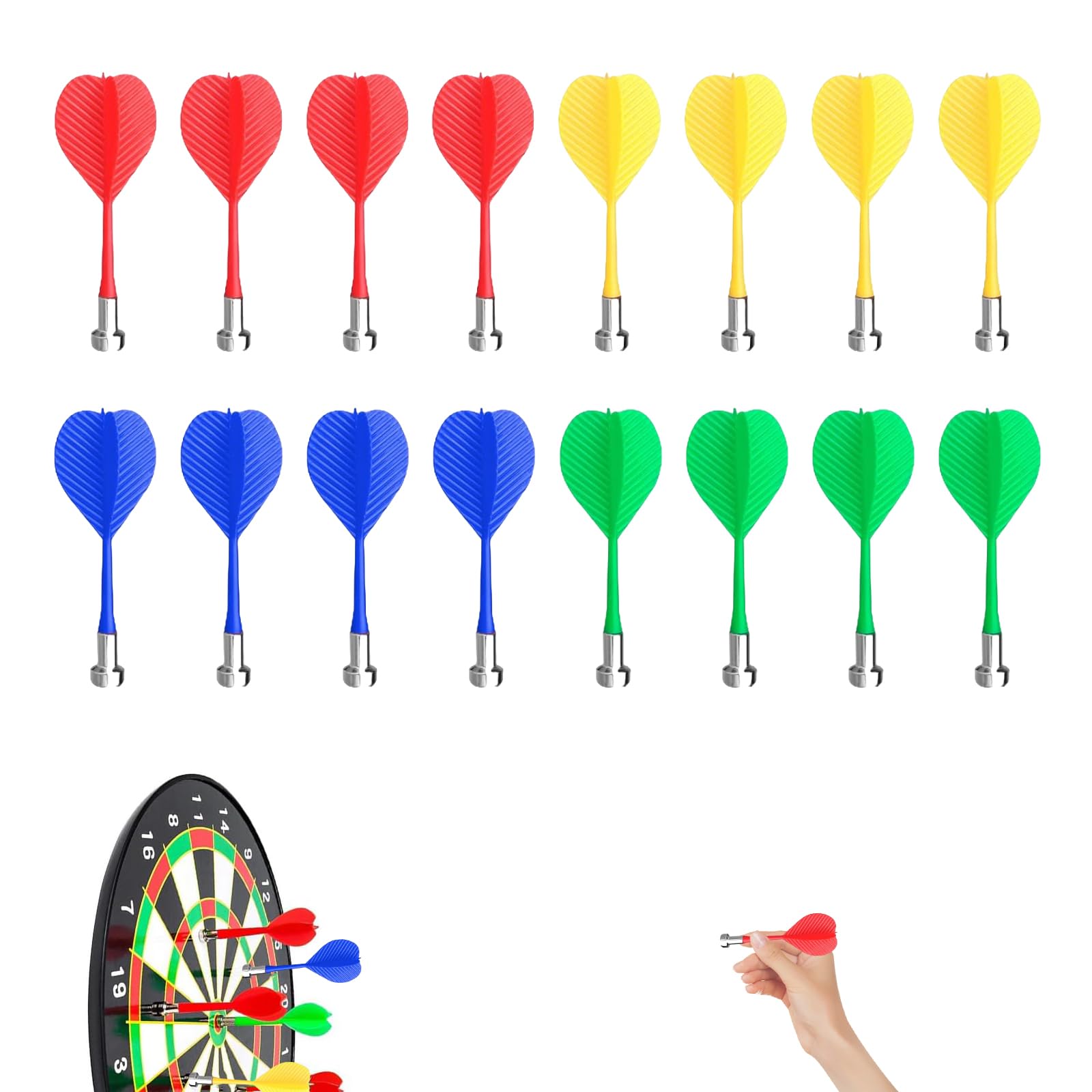 GZGXKJMagnetic Darts 16 Pieces Darts Magnetic Safety Replacement Darts Long 8.2cm for Portable Darts Plastic Darts Ideal for Family Indoor Games Pubs Games Halls (4 color)