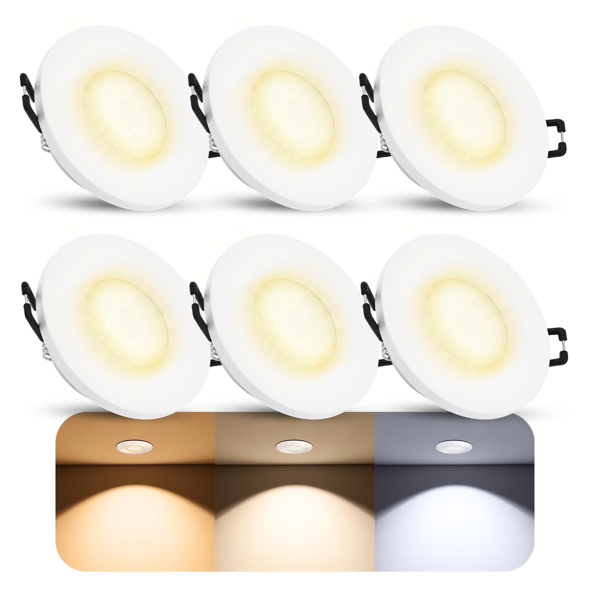 SSC-LUXon BEDA Einbaustrahler IP65 flach dimmbar mit LED Modul wechselbar 4W warmweiß - Einbauspot Dusche außen weiß rund 230V