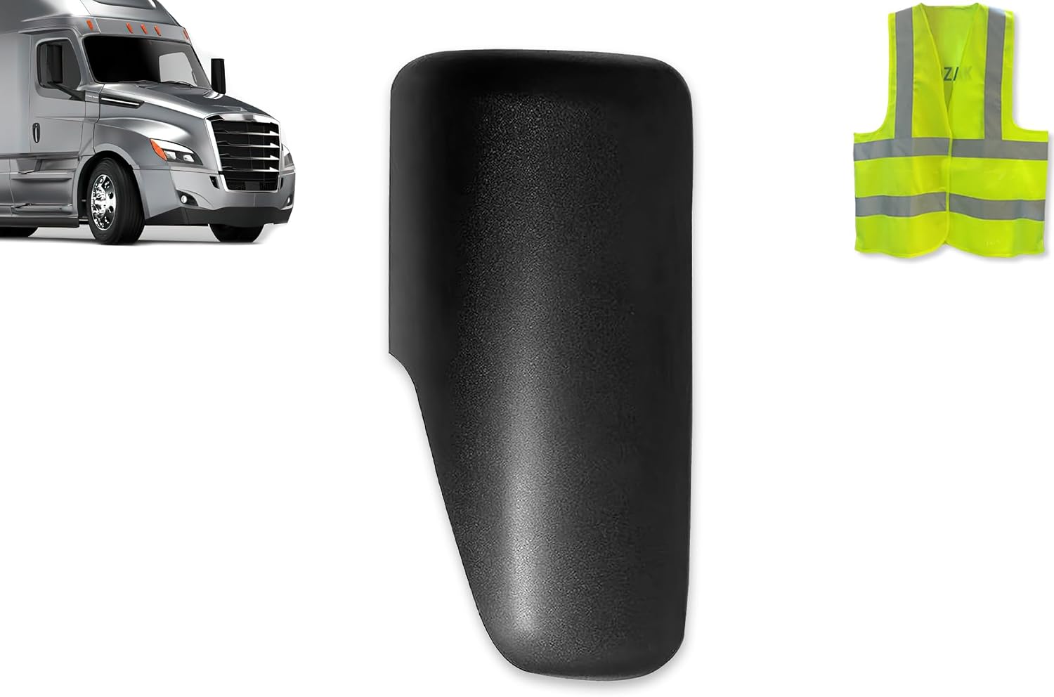 KOZAK Black Door Mirror Cover Right Passenger Side Compatible with Cascadia 2018+ PLUS Logo and KOZAK Reflective Vest